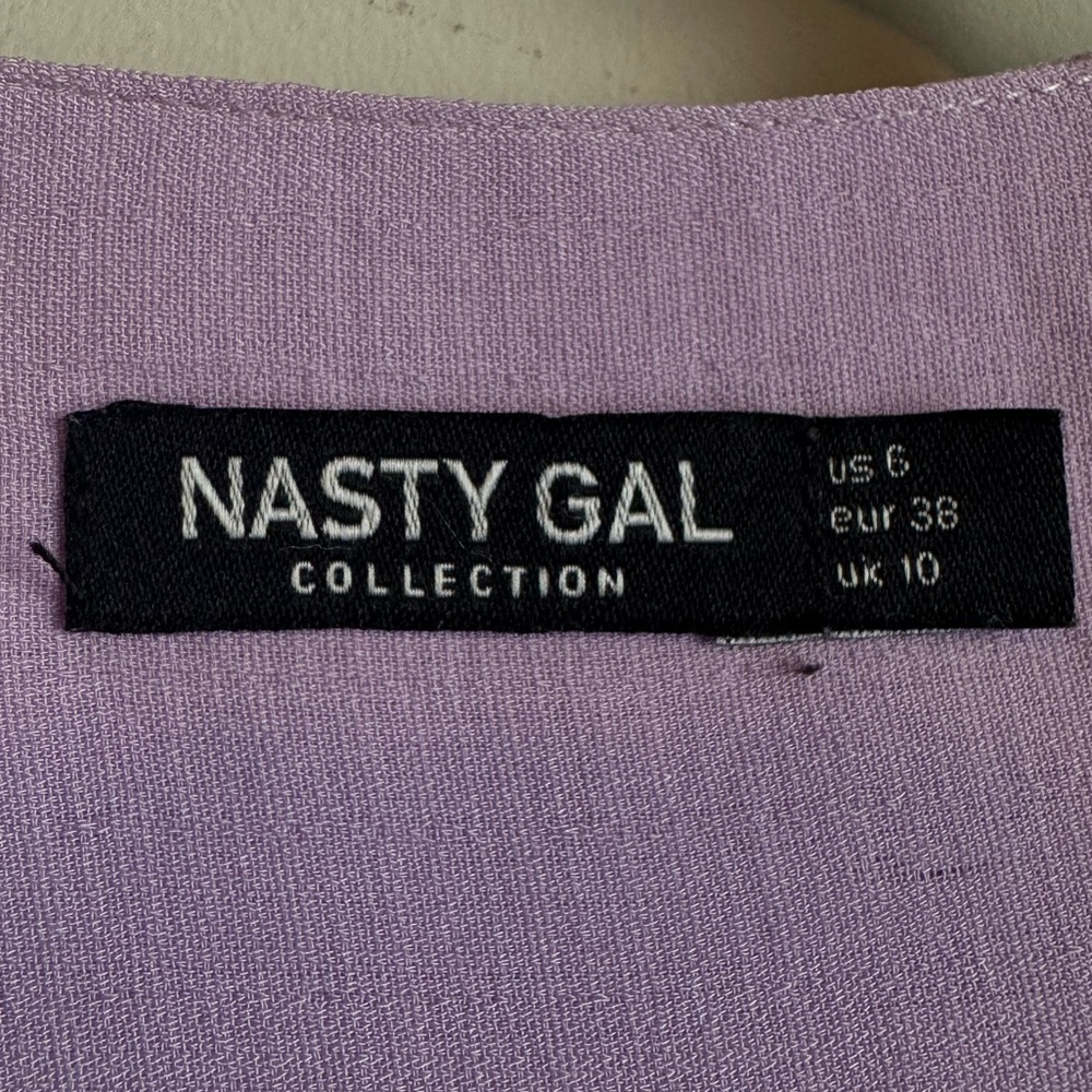 Nasty Gal Purple Bell Sleeve Wrap Top - Size 6 - Picture 4 of 6